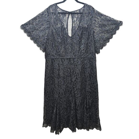 City Chic Lace Dress Womens Plus Size 22 Black Gold Whimsy Goth Formal Party NEW - Picture 2 of 10
